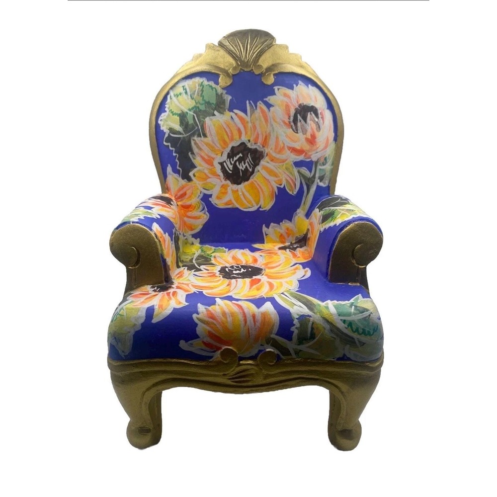 Vintage Wildcard Hand Painted Doll Size Wood Chair Floral Colorful